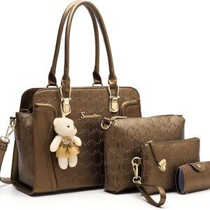 Women's Fashion Handbags Tote Bags Shoulder Bag Top Handle Satchel Purse Set 4pc